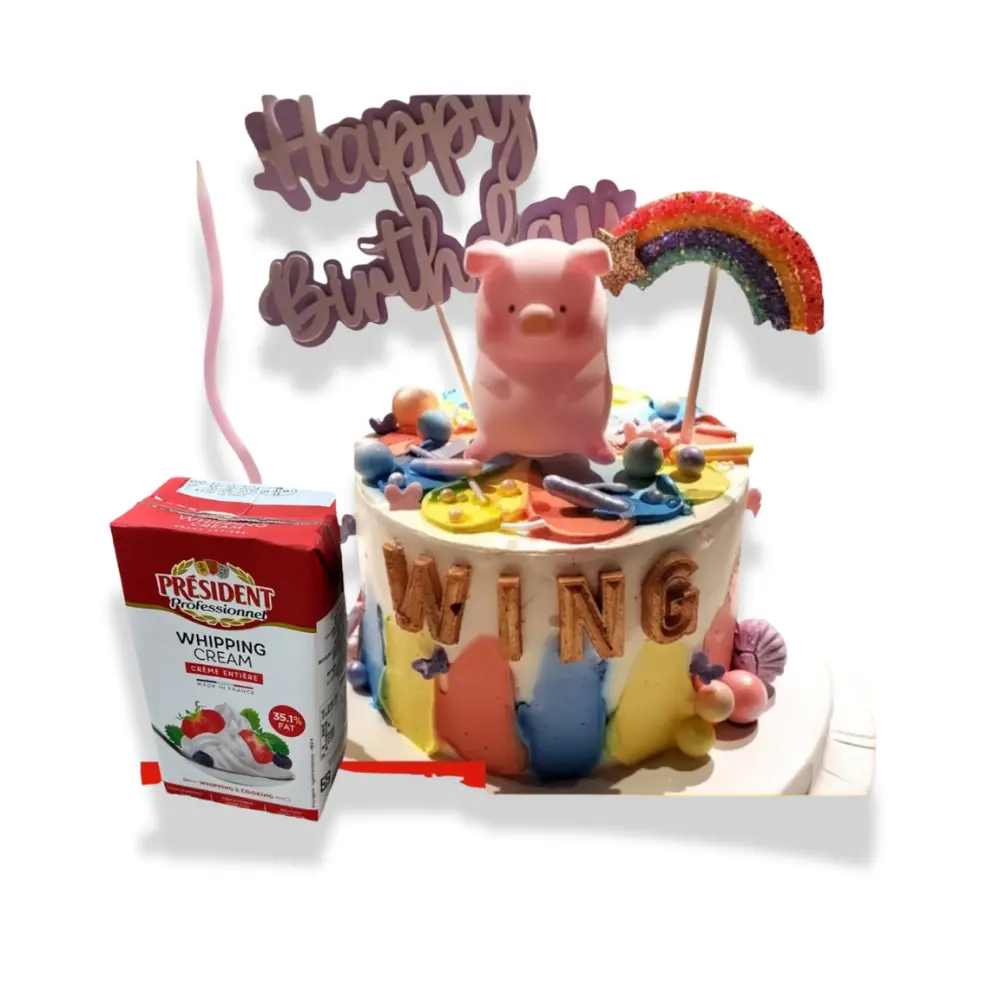 Lulu豬蛋糕 (4吋單層 (2-3人), Lotus焦糖曲奇夾心)