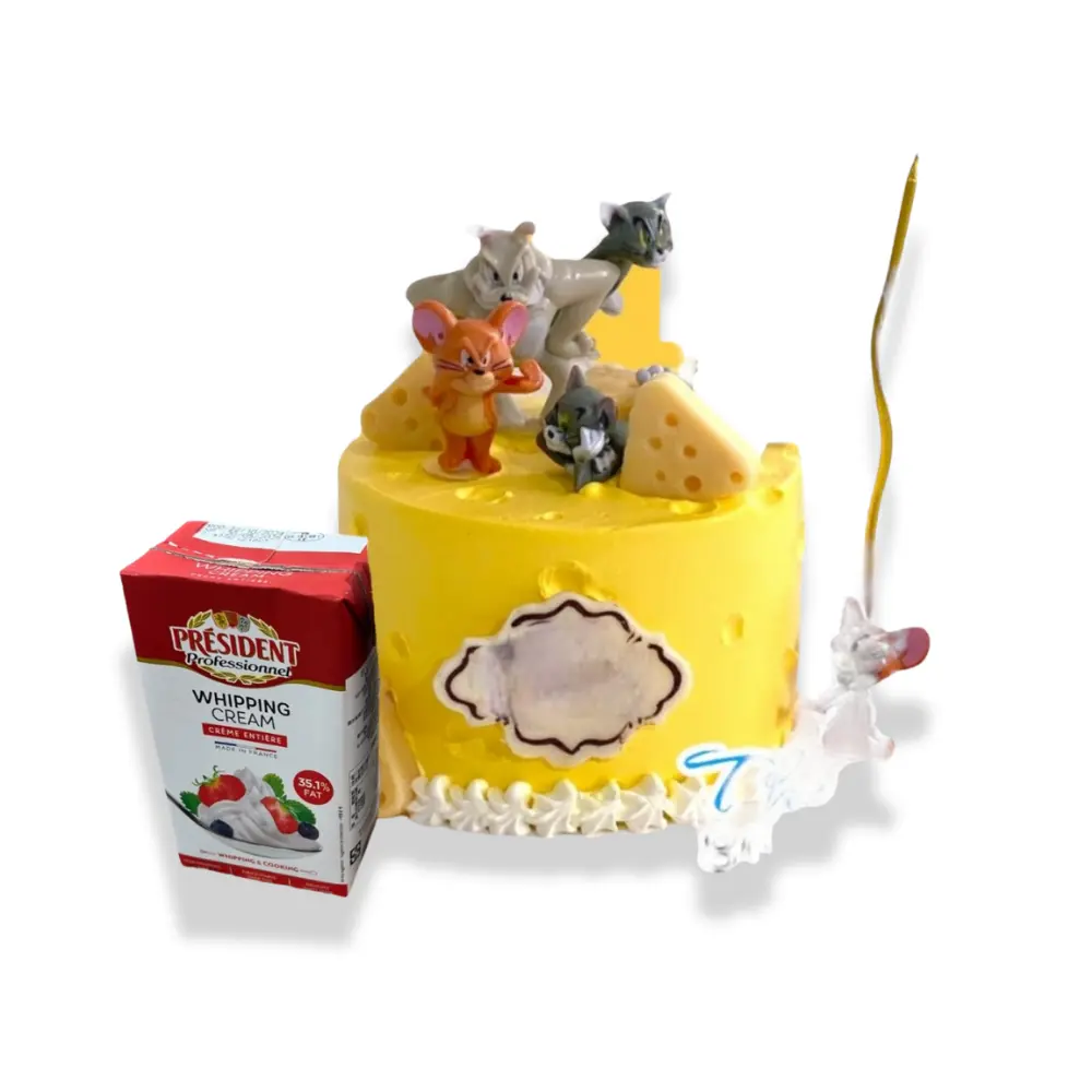 Tom and Jerry蛋糕 (4吋單層 (2-3人), Lotus焦糖曲奇夾心)