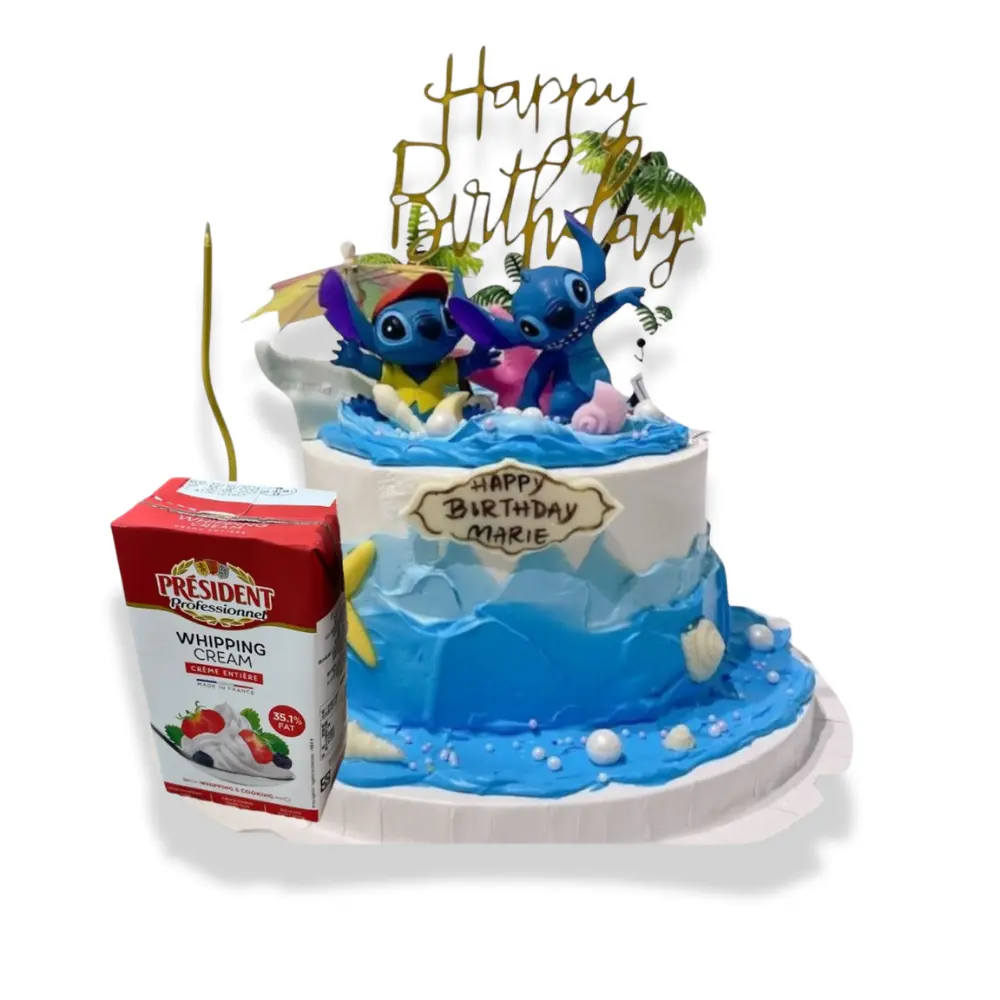 史迪仔蛋糕 (4吋單層 (2-3人), Lotus焦糖曲奇夾心)