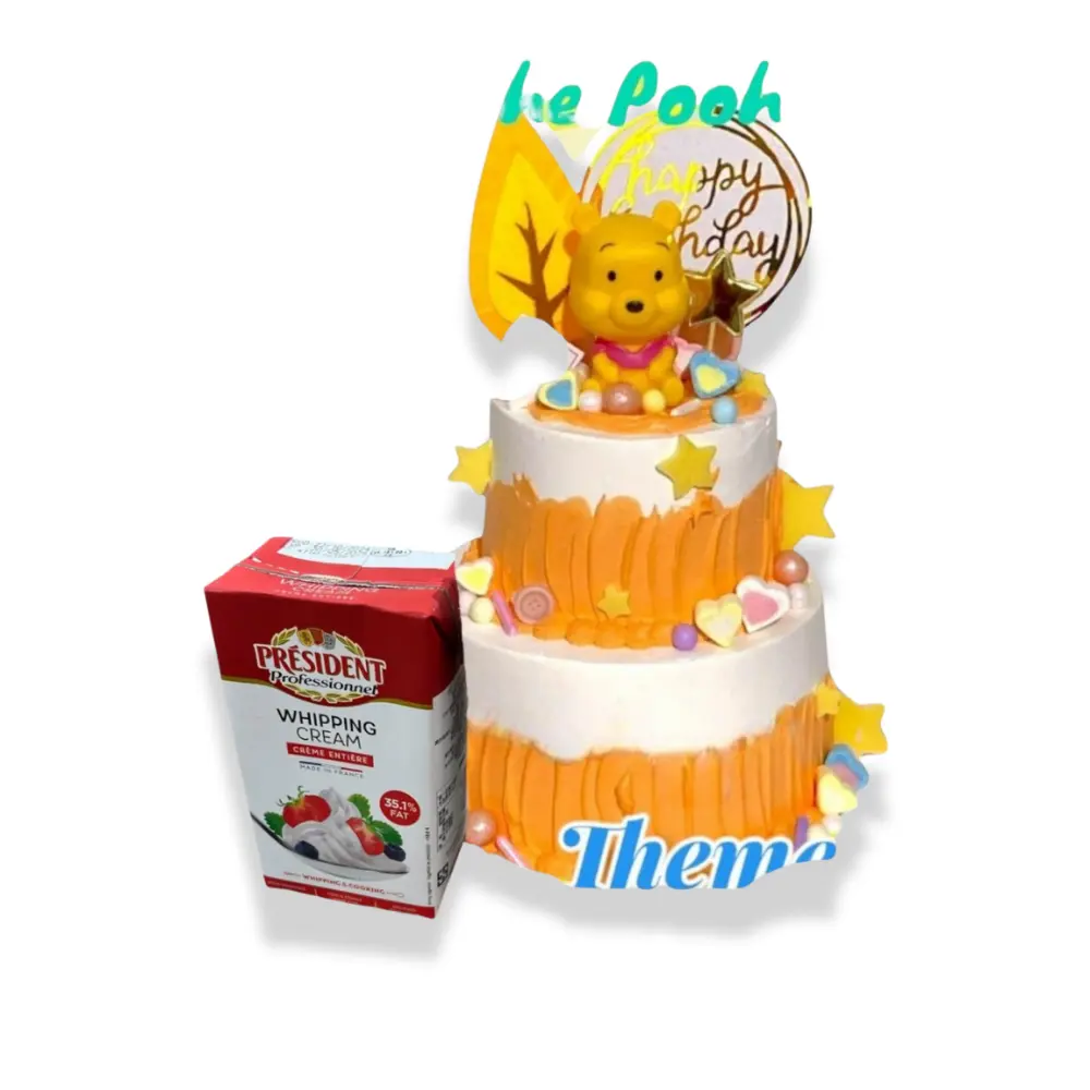 小熊維尼Winnie the Pool蛋糕 (4吋單層 (2-3人), Lotus焦糖曲奇夾心)