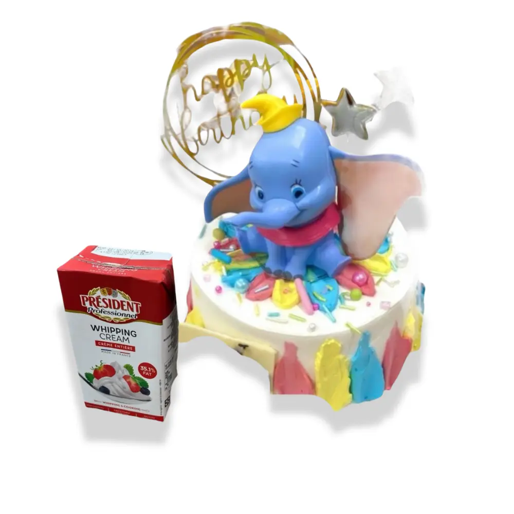 小飛象蛋糕 (4吋單層 (2-3人), Lotus焦糖曲奇夾心)