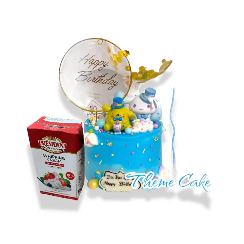 忌廉狗與肉桂狗蛋糕 (4吋單層 (2-3人), Lotus焦糖曲奇夾心)