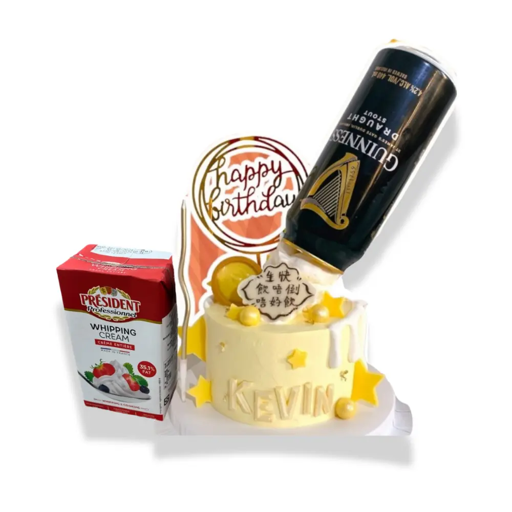 無重力啤酒蛋糕 (4吋單層 (2-3人), Lotus焦糖曲奇夾心)