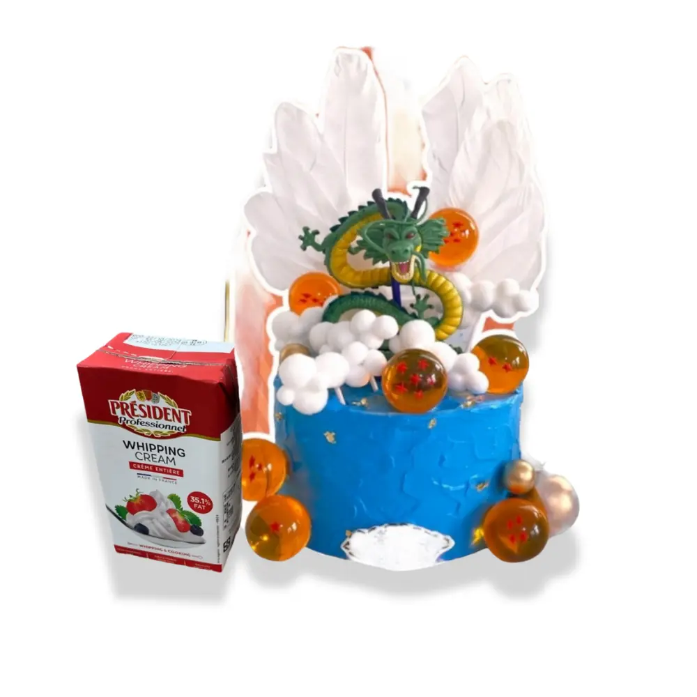 神龍七龍珠蛋糕 (4吋單層 (2-3人), Lotus焦糖曲奇夾心)