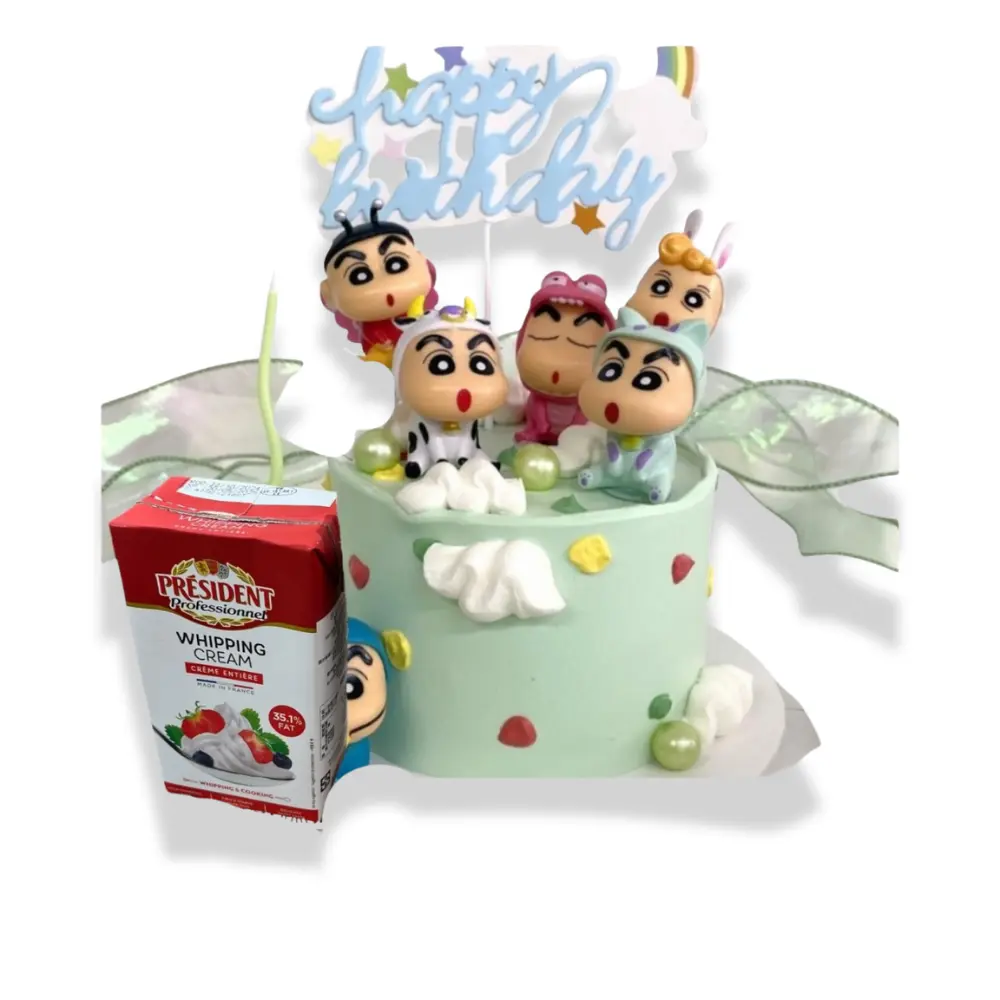 蠟筆小新蛋糕 (4吋單層 (2-3人), Lotus焦糖曲奇夾心)